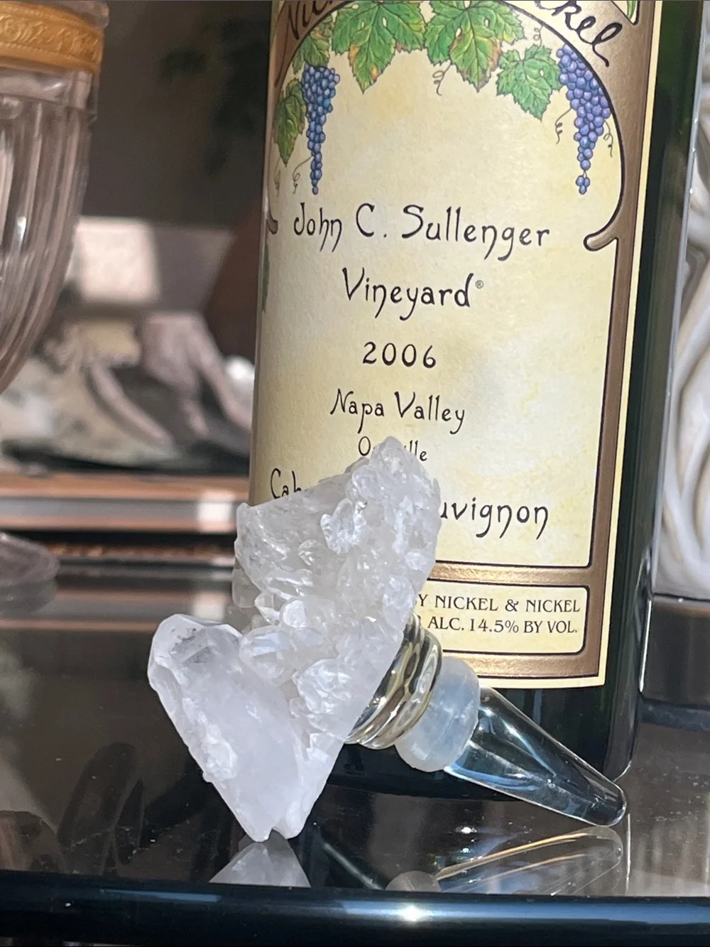 Genuine Clear Quartz Cluster Bottle Stopper.